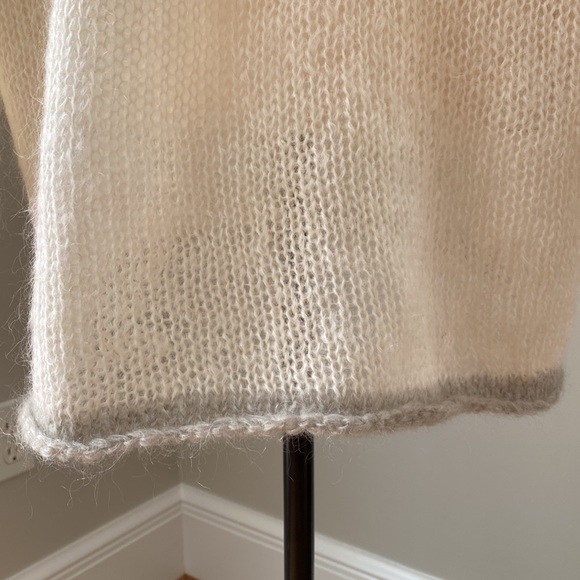 Handmade wool sweater cardigan neutral coastal grandma Small lightweight - Picture 6 of 10